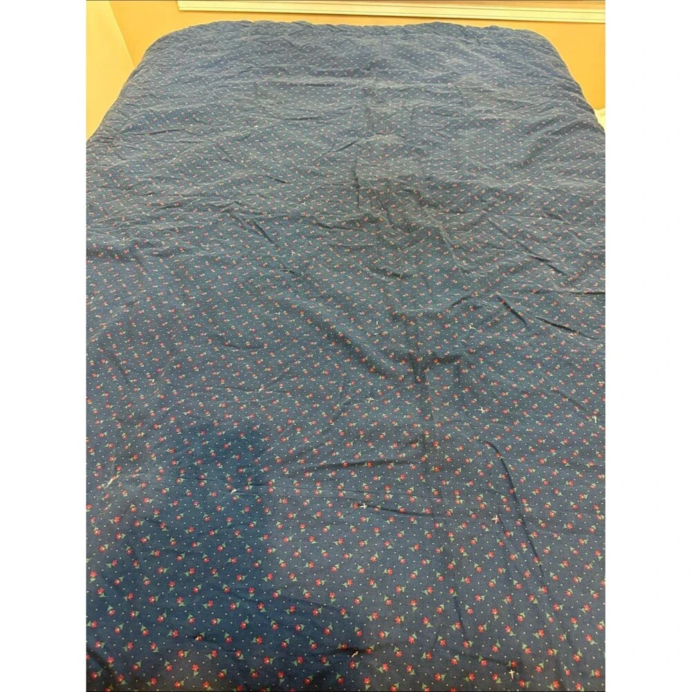 Hand Crafted Red, Blue & Cream Geometric Patchwork Quilt